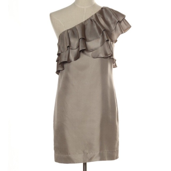 Silk Banana Republic One-Shoulder Ruffle Dress - Picture 1 of 8